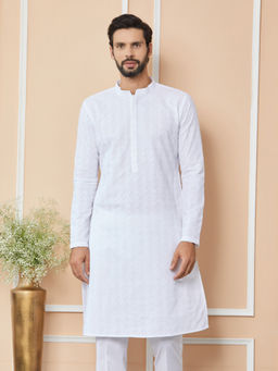See Designs - White Embroidered Chikankari Cotton Kurta