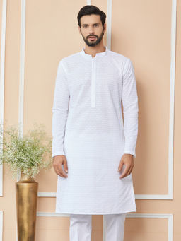 See Designs - White Embroidered Chikankari Cotton Kurta