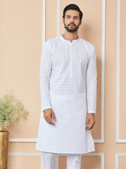 See Designs - White Embroidered Chikankari Cotton Kurta