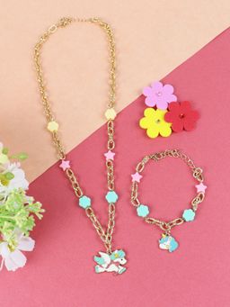 Asthetika Kids - Unicorn Charm Necklace & Bracelet Jewellery Set
