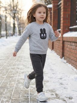 Creative Kids - Girl Grey Cotton Sweatshirt and Jogger