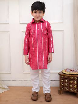 KID1 - Pathani Kurta with Pajama - Red