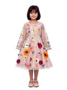 Alyaansh Couture - 3D Floral Midi Dress For Girl