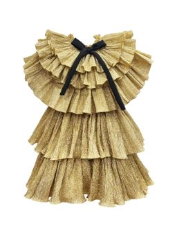 Alyaansh Couture - Golden Foil Tier Knee Dress For Girls