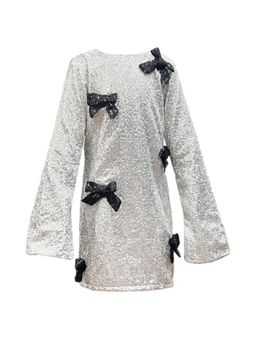 Alyaansh Couture - Silver Shift Knee Dress For Girls