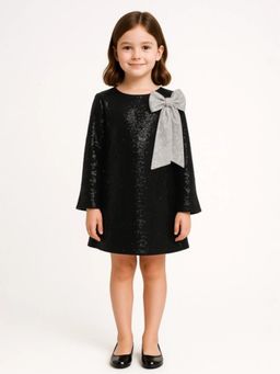 Alyaansh Couture - Black Sequin Knee Dress For Girls