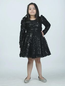 Alyaansh Couture - Black Sequins Knee Dress