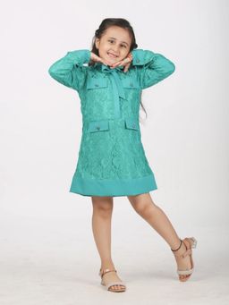 Alyaansh Couture - Green Lacy A-Line Knee Dress