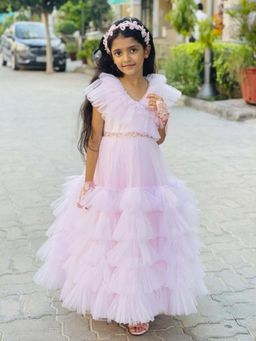 Alyaansh Couture - Frilled Pink Maxi Dress