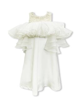 Alyaansh Couture - Embellished White Organza Knee Dress