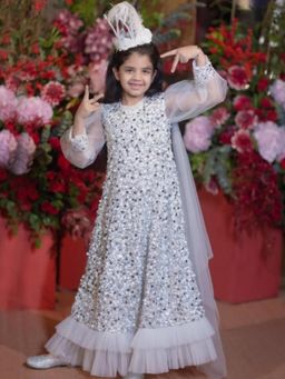 Alyaansh Couture - White Sequins Maxi Dress