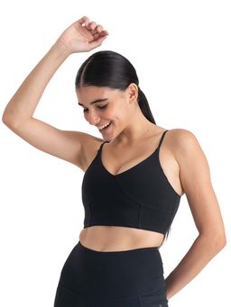 Hunnit - Black Zen Cross Back Lightly Padded with Removable Cups Sports Bra