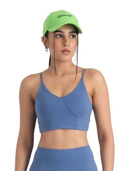 Hunnit - Blue Zen Cross Back Lightly Padded with Removable Cups Sports Bra