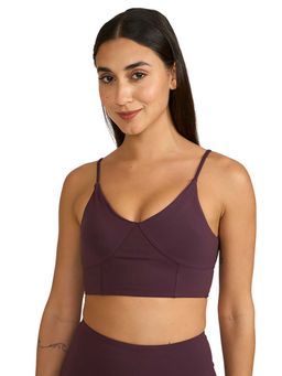 Hunnit - Purple Zen Cross Back Lightly Padded with Removable Cups Sports Bra