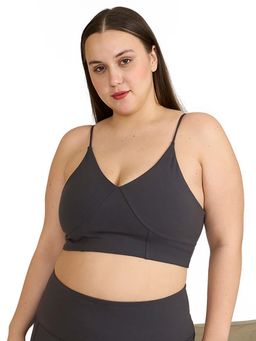 Hunnit - Grey Zen Cross Back Lightly Padded with Removable Cups Sports Bra