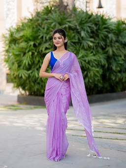 Aparna - Magenta Premium Cotton Solid Saree for Women