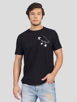 Greylongg - Black Comfortable Men's Round Neck T-Shirt