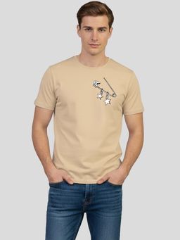 Greylongg - Beige Comfortable Men's Round Neck T-Shirt