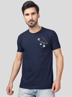 Greylongg - Navy Blue Comfortable Men's Round Neck T-Shirt
