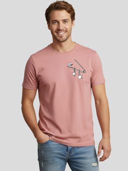 Greylongg - Pink Comfortable Men's Round Neck T-Shirt
