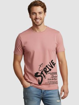 Greylongg - Pink Comfortable Men's Round Neck T-Shirt