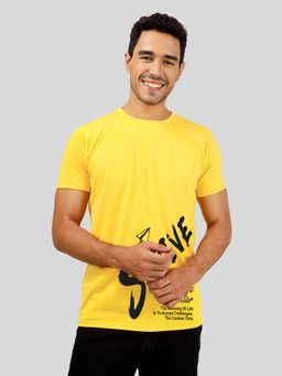 Greylongg - Yellow Comfortable Men's Round Neck T-Shirt