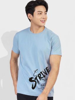 Greylongg - Blue Comfortable Men's Round Neck T-Shirt