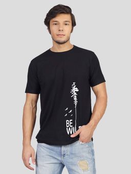 Greylongg - Black Comfortable Men's Round Neck T-Shirt