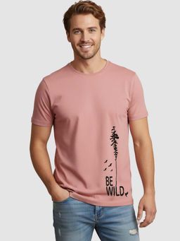 Greylongg - Pink Comfortable Men's Round Neck T-Shirt