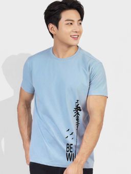 Greylongg - Blue Comfortable Men's Round Neck T-Shirt
