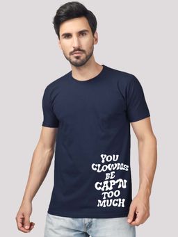 Greylongg - Navy Blue Comfortable Men's Round Neck T-Shirt