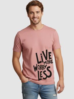 Greylongg - Pink Comfortable Men's Round Neck T-Shirt