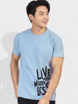 Greylongg - Blue Comfortable Men's Round Neck T-Shirt