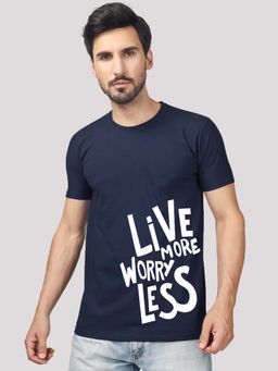 Greylongg - Navy Blue Comfortable Men's Round Neck T-Shirt