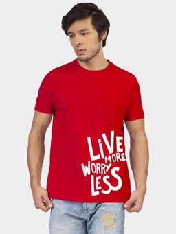 Greylongg - Red Comfortable Men's Round Neck T-Shirt