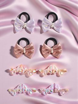 Ribbon Candy - Multi-Color Synthetic Fashion Pair Of Rubber Band with Hair Clips (16 Years And Above)