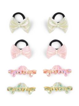 Ribbon Candy - Multi-Color Synthetic Fashion Pair Of Rubber Band with Hair Clips (16 Years And Above)