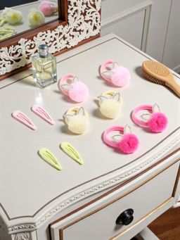 Ribbon Candy - Multi-Color Synthetic Fashion Pair Of Rubber Band with Hair Clips (16 Years And Above)