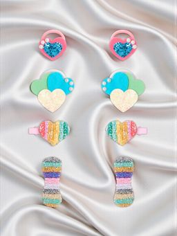 Ribbon Candy - Multi-Color Synthetic Fashion Pair of Rubber Band & Hair Clips (16 Years And Above)