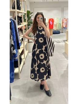 MANOJAVA - Black Womens Rayon Printed Dress