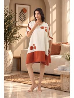 Zolo Label - Women Off White Floral Embellished A-Line Tunic Dress