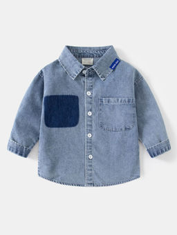 Hopscotch - Boys Blue Full-Sleeve Solid Shirt