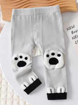 Hopscotch - Girls Grey Animal Embroidered Leggings