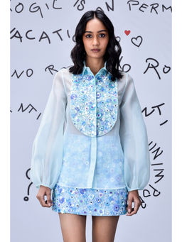 Genes Lecoanet Hemant - 3D Sequence Collar Top- Light Blue