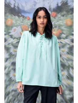 Genes Lecoanet Hemant - Malmal Lace Up Top- Nile Green