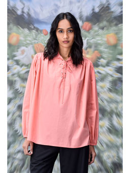 Genes Lecoanet Hemant - Malmal Lace Up Top- Coral Peach