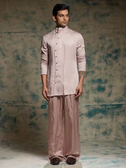 Jatin Malik - Mauve Whisper Asymmetric Kurta with Trouser