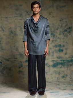 Jatin Malik - Blue Cowl Kurta with Trouser