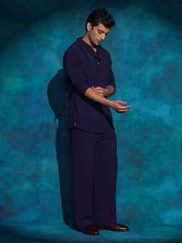 Jatin Malik - Purple Cowl Shirt with Trouser