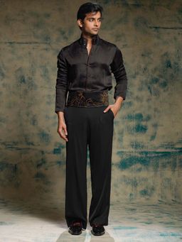 Jatin Malik - Classic Black Shirt with Trouser and Belt